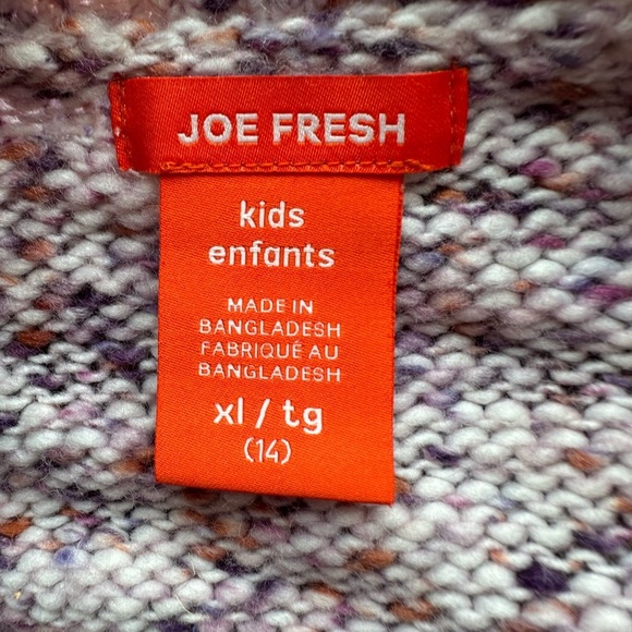 Joe Fresh Girls Pink/Purple Long  Button Sweater Cardigan Size XL - Picture 4 of 5